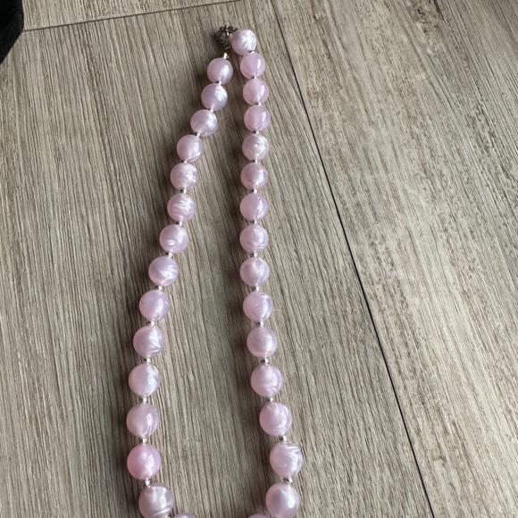 18” Lilac and Silver Tine Beaded Necklace, Vintage 1980s - Picture 2 of 6